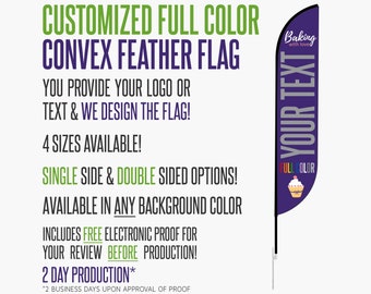 Drapeau plume personnalisé de style convexe - plusieurs tailles !  Simple ou double face !