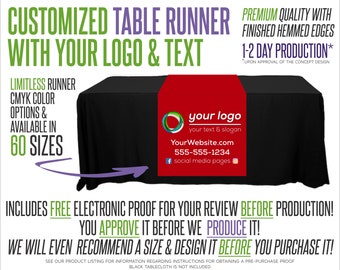 Custom Full Color Table Runner with Free Proof & 60 Size Options