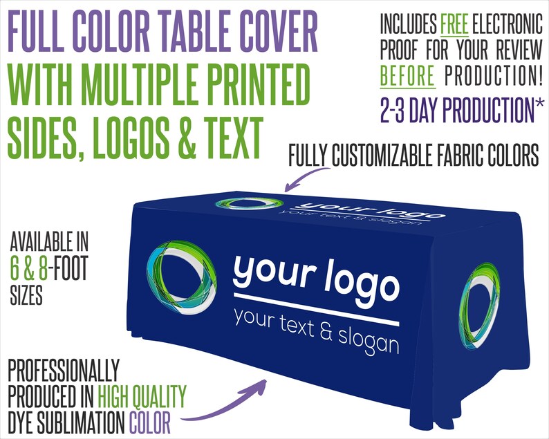 Custom Premium Table Cover With Multiple Printable Sides Including shops Your Logos