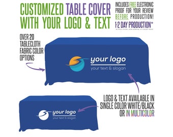 Your Logo Custom Table Cover With Logo and Fabric Color Options