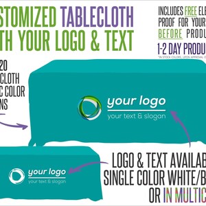 Custom Logo Tablecloth for Trade Shows & Vendor Booths | Business Table Cover | Branded Event Display | 4ft 6ft 8ft Tables | Free Proof image 9