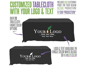 Your Logo Tablecloth  With Logo and Fabric Color Options