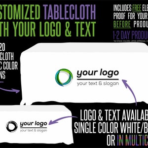 Your Logo Custom Tablecloth With Logo and Fabric Color Options image 5