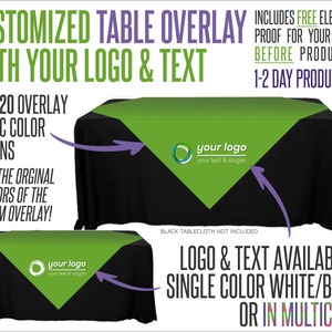 Your Logo Table Overlay With Logo and Fabric Color Options