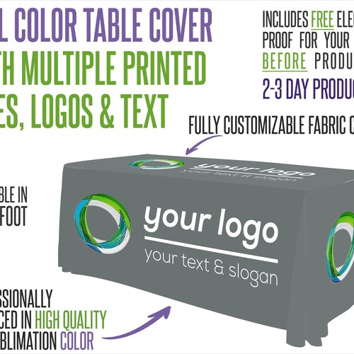 Custom Premium Table Cover With Multiple Printable Sides Including shops Your Logos
