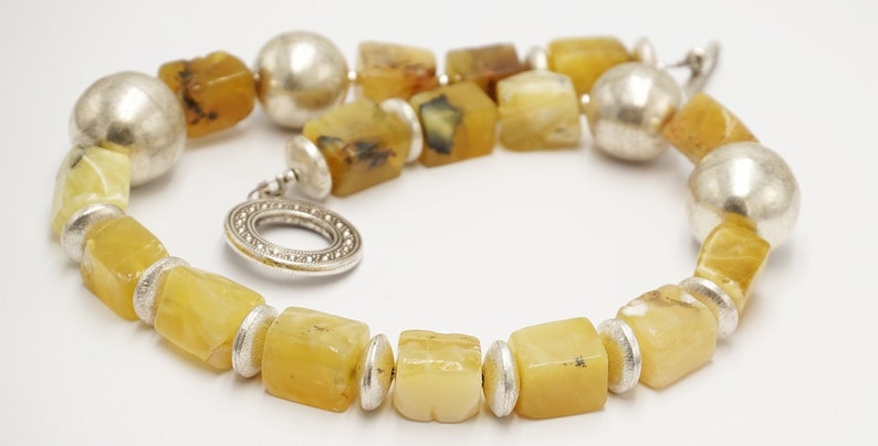 with yellow real stone Boho short gemstone necklace
