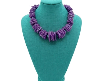 Collana Girocollo Boho Chic Feltro Lilla Viola Perle Vetro Blu Regalo Hippie Unico Fatto Mano