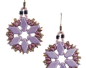 Grandes boucles d'oreilles rondes pendantes avec perles de verre roses et lilas, bijoux fantaisie faits à la main en Italie, tizianat