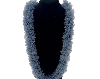 Collana Lunga Boho Chic Organza Carta Zucchero Agata Blu Estiva Leggera Unica Regalo Donna