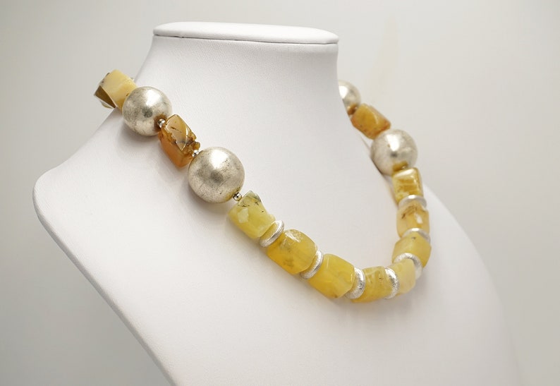 with yellow real stone Boho short gemstone necklace