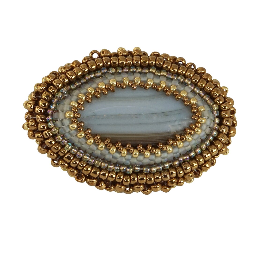 Broche Fantaisie Avec Perles Noires Et Blanches - Pierre Et Argenté - Fabriqué En France
