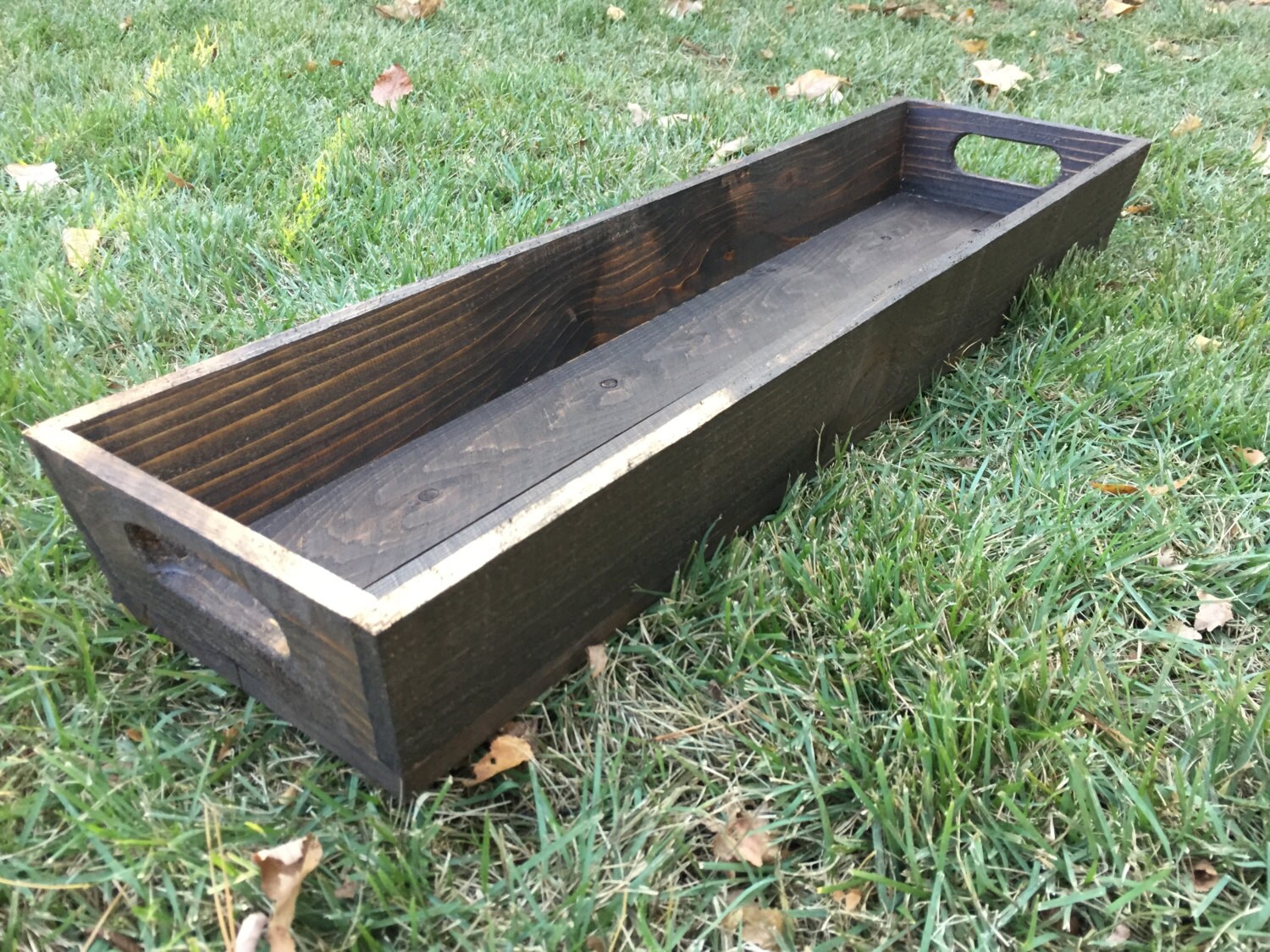 Long Dark Wood Tray Table Centerpiece Long Wooden Tray Etsy