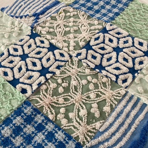 Blues & greens QUILT KiT from vintage chenille bedspreads