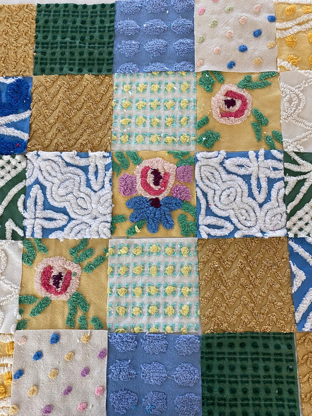 Wild & Crazy QUILT Kit From Vintage Chenille Bedspreads Etsy