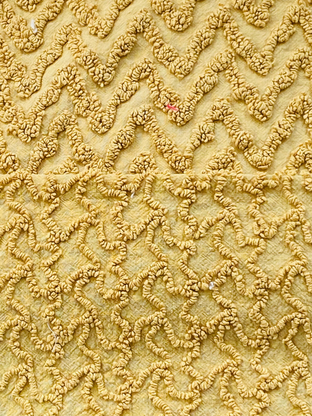 Gold Zigzag Squiggle Cabin Craft VINTAGE Chenille Bedspread Etsy