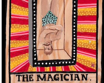 The Magician Tarot Card Painting by Willabird Designs Artist Amber Petersen. Vintage Circus aesthetic