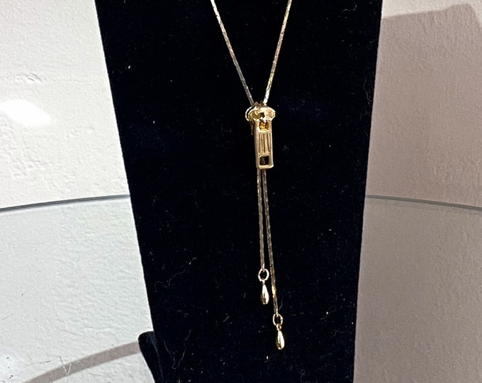 Vintage Gold-Tone Zipper Lariat Necklace found by Willabird Designs Vintage Finds