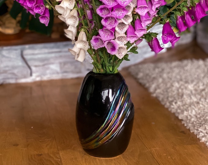 1980's Iridescent Black Vase found by Willabird Designs Vintage Finds