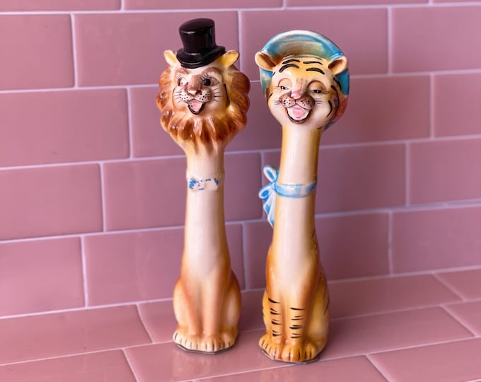 1950’s Anthropomorphic Japanese Kitsch Lion & Tiger found by Willabird Designs Vintage Finds