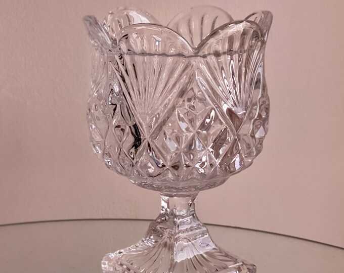 Lead Crystal Art Deco Tulip Pedestal Vase by Shannon Crystal of Ireland Designs found by Willabird Designs Vintage Finds