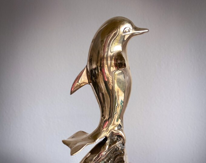 Vintage Solid Brass Dolphin Sculpture found by Willabird Designs Vintage Finds