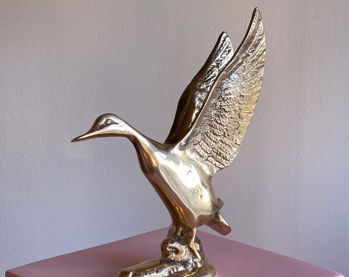 Mid Century Solid Brass Duck Taking Flight found by Willabird Designs Vintage Finds