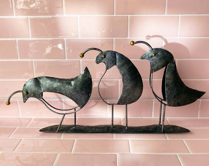 Large Vintage Bauhaus Birds Brushed Metal Sculpture found by Willabird Designs Vintage Finds