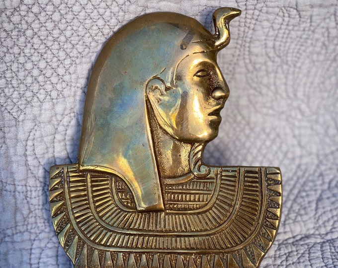 1950's Solid Brass Wadjet bust, Egyptian Snake Goddess found by Willabird Designs Vintage Finds