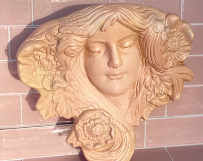 Vintage French Art Nouveau Garden Goddess Wall Planter found by Willabird Designs Vintage Finds