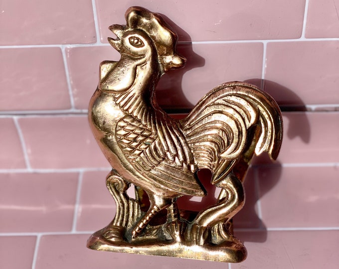 Mid Century Solid Brass Rooster Napkin Holder found by Willabird Designs Vintage Finds