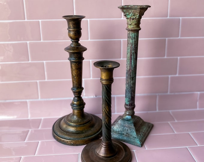 Mismatched Vintage Metal Candle Holders found by Willabird Designs Vintage Finds