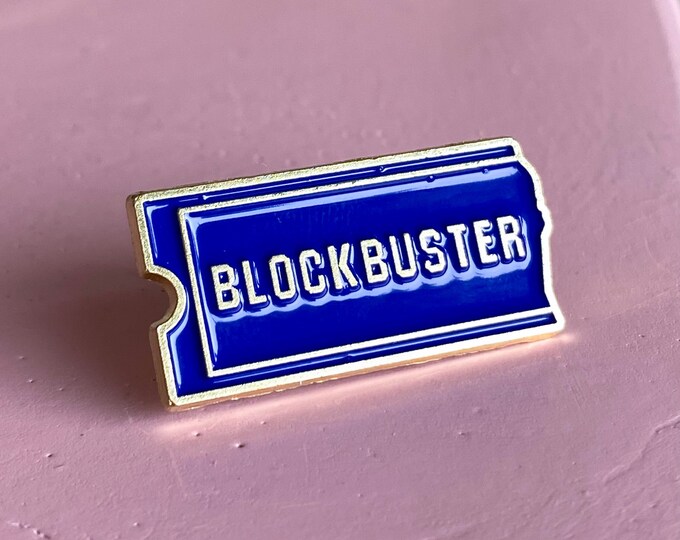 Vintage Brass Enamel Blockbuster Pin Brooch found by Willabird Designs Vintage Finds