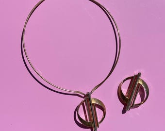 1977 Sarah Coventry Mid Century Modern Statement Necklace & Brooch found by Willabird Designs Vintage Finds