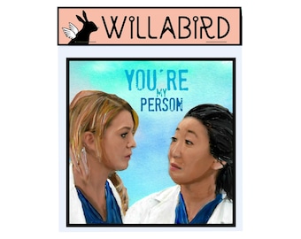 Grey's Anatomy Magnet: You're My Person, Watercolor Art
