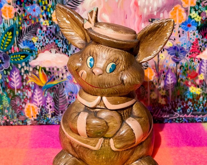 Retro 1970’s California Originals Bunny Cookie Jar found by Willabird Designs Vintage Finds