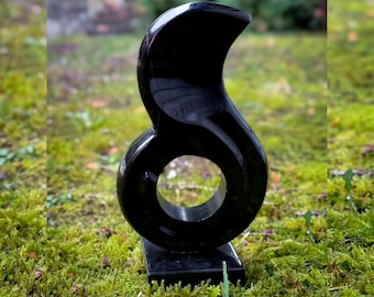 1980's La Flama Black Marble Abstract Flame Sculpture by Leonardo Nierman found by Willabird Designs Vintage Finds