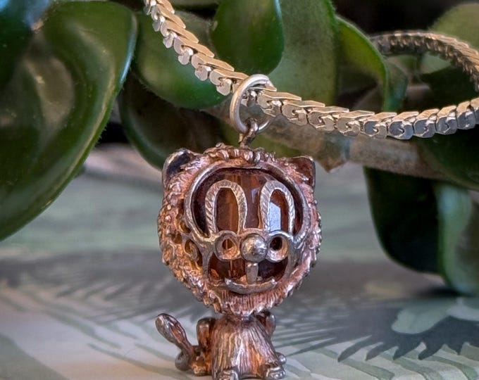 1960’s English Sterling Silver Leo the Lion Necklace found by Willabird Designs Vintage Finds