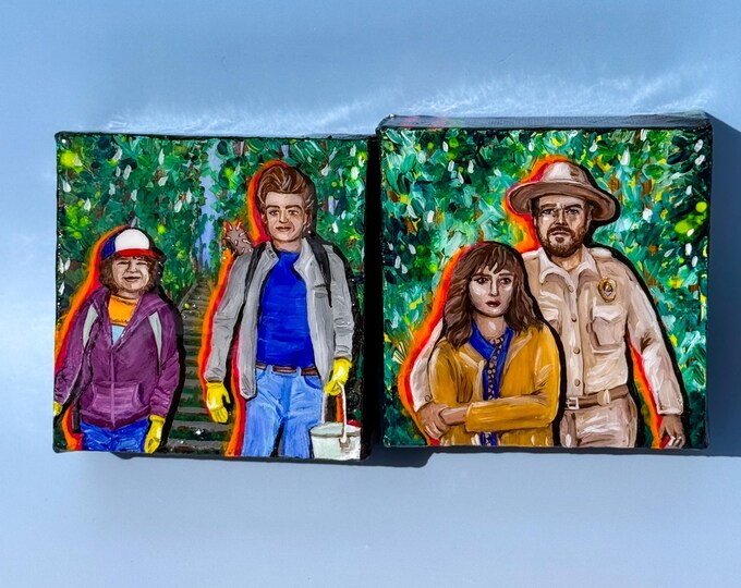 Stranger Things Acrylic & Resin Paintings, Willabird Designs, Pop Culture Art (4x4 in)