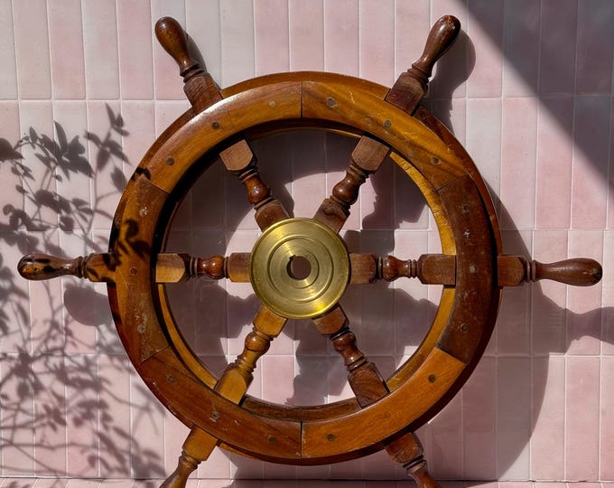 Authentic Vintage Ship’s Steering Wheel found by Willabird Designs Vintage Finds