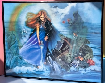 Affiche encadrée de déesse de la mer des années 1980 trouvée par Willabird Designs (trouvailles vintage)