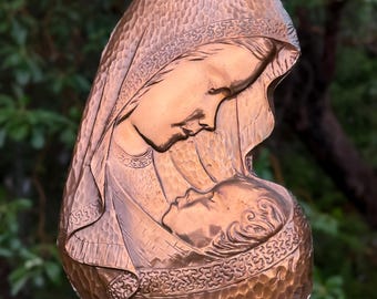 Large Vintage Copper Mary & Jesus Wall Plaque by Willabird Designs Vintage Finds