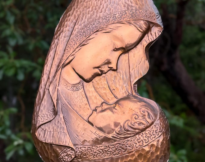 Large Vintage Copper Mary & Jesus Wall Plaque by Willabird Designs Vintage Finds