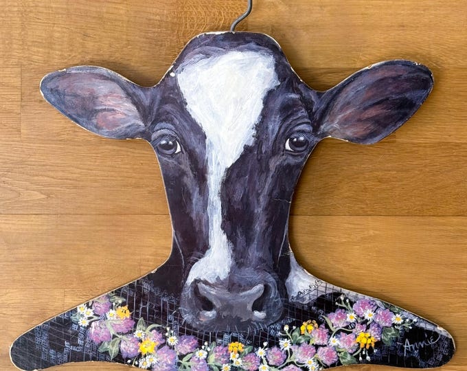Vintage Annie Rhinehart Cow Hanger for Stupell found by Willabird Designs Vintage Finds