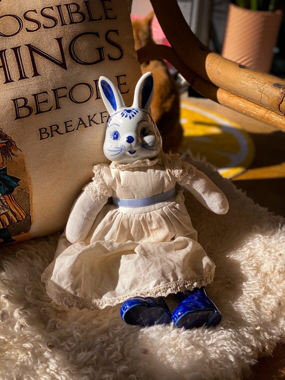 Vintage Porcelain Rabbit Doll Found by Willabird Designs Vintage