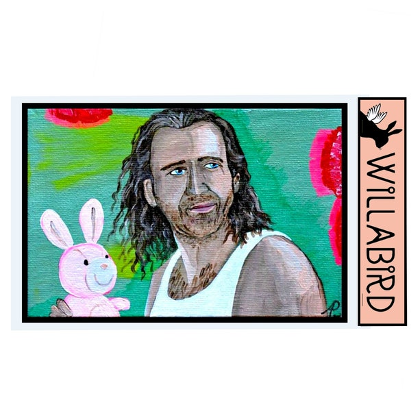 Nic Cage Con Air Magnet by Willabird Designs Artist Amber Petersen. Put the Bunny Back in the Box