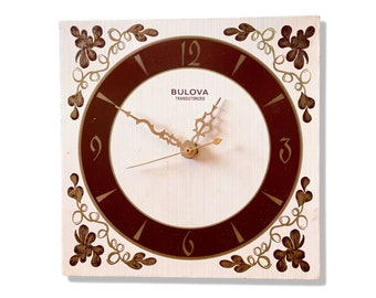 Mid Century 1970s Bulova Wall Clock found by Willabird Designs Vintage Finds