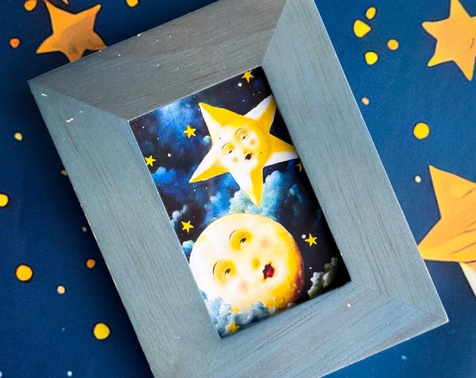 1990’s Stephen Mackey Moon & Star print  found by Willabird Designs Vintage Finds