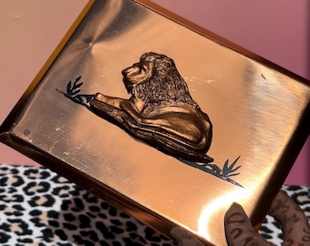 Mid-Century Copper Lion Plaque by Zambian Copperware