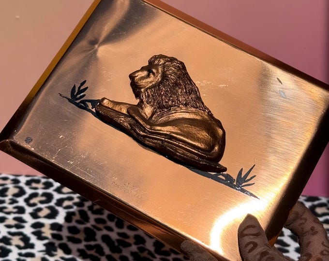 Mid-Century Copper Lion Plaque by Zambian Copperware