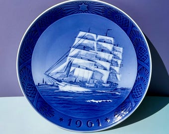 The Training Ship Royal Copenhagen 1961 Annual Christmas Plate found by Willabird Designs Vintage Finds